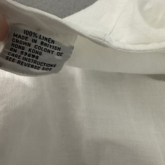 White Linen Top Boxy Lagenlook Artsy Artist Quiet Luxury Women’s 12 Vintage - Picture 12 of 15